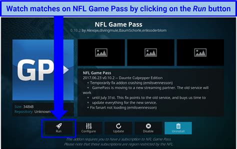 Nfl gamepass kodi Currently, only Game Pass Europe is supported, as none of the developers have a
Game Pass International subscription